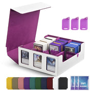 Leather Trading Card Storage Box 5 Rows Magnetic Closure Game Cards Box With Viewing Windows Card and Note Storage Supplies
