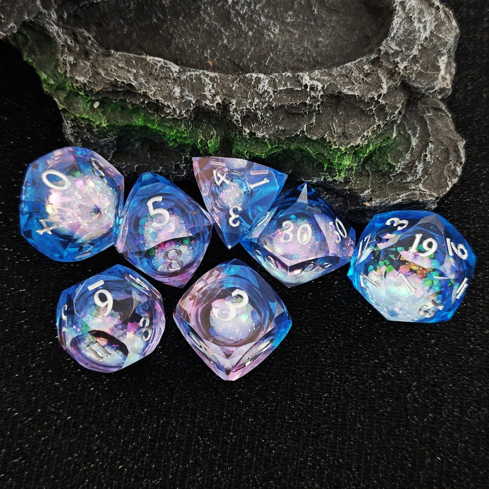 Red Mineral-Style Liquid Core RPG Dice Set