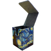 Starry Night Game Trading Card Portable Storage Box Blue Sky PU Leather Premium Deck Case Holding100+Double Sleeved Cards TCG