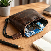 Medieval Leather Drawstring Pouch – Cowhide Dice Bag & Coin Pouch, Small Drawstring Pouch for Board Games, Jewelry, Earphones