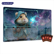 Van Gogh Style Cute Wizard TCG Playmat Magic Card Mat Stitched Edge Non-Slip Durable Tabletop Playmat Board Game Mat for TCG
