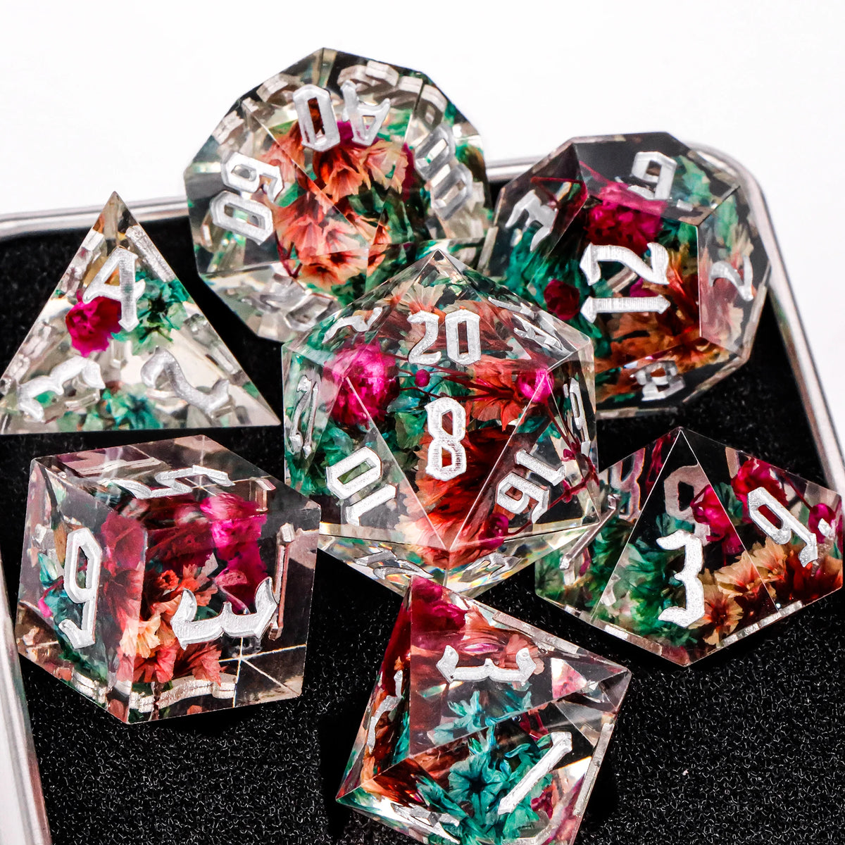 Handmade Sharp-Edge Resin Dice Set – 26 Colours to Choose From