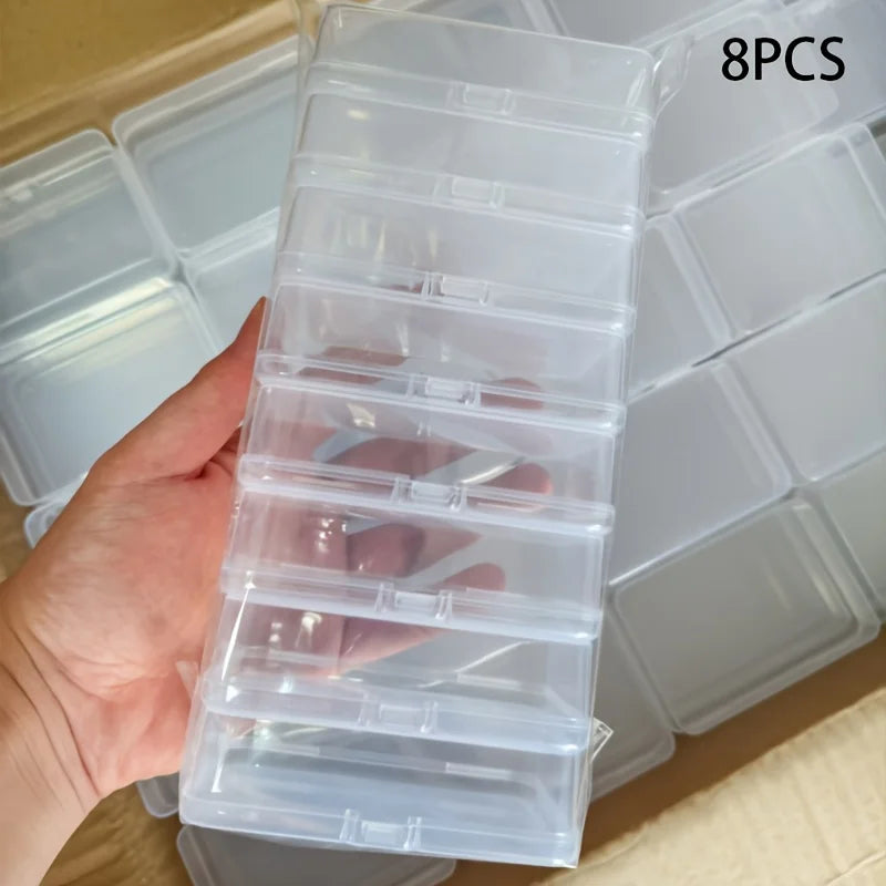 5/8Pcs Clear Card Storage Box With Dustproof Lid Desktop Organizer For Photo Cards Coins Small Accessories