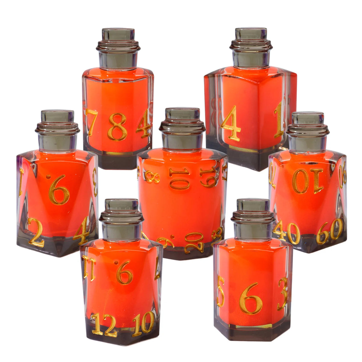 Orange Liquid Core Resin Polyhedral RPG Dice Set