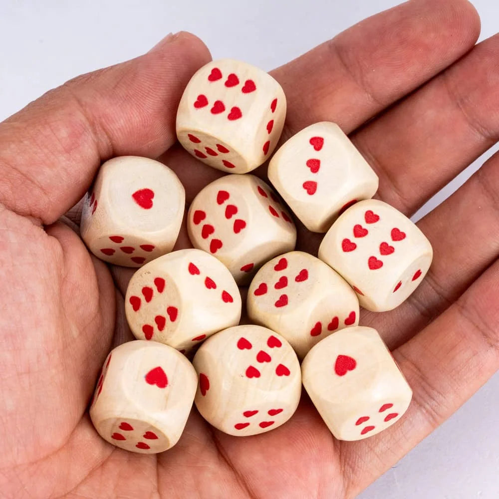Wooden D6 Dice Set - 10 Piece - Design 3