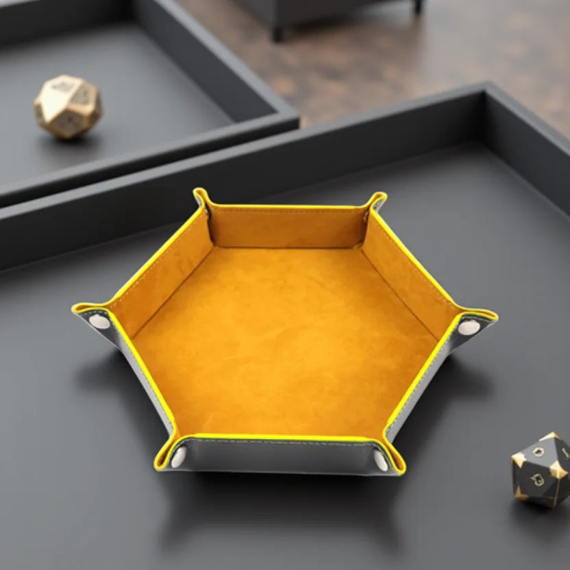 Fold-Flat PU Hex Dice Tray & Storage - Design 3