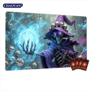 Terror Skeleton Mage TCG Playmat Magic Card Mat with Stitched Edge Non-Slip Durable Tabletop playmat Board Game Mat for TCG