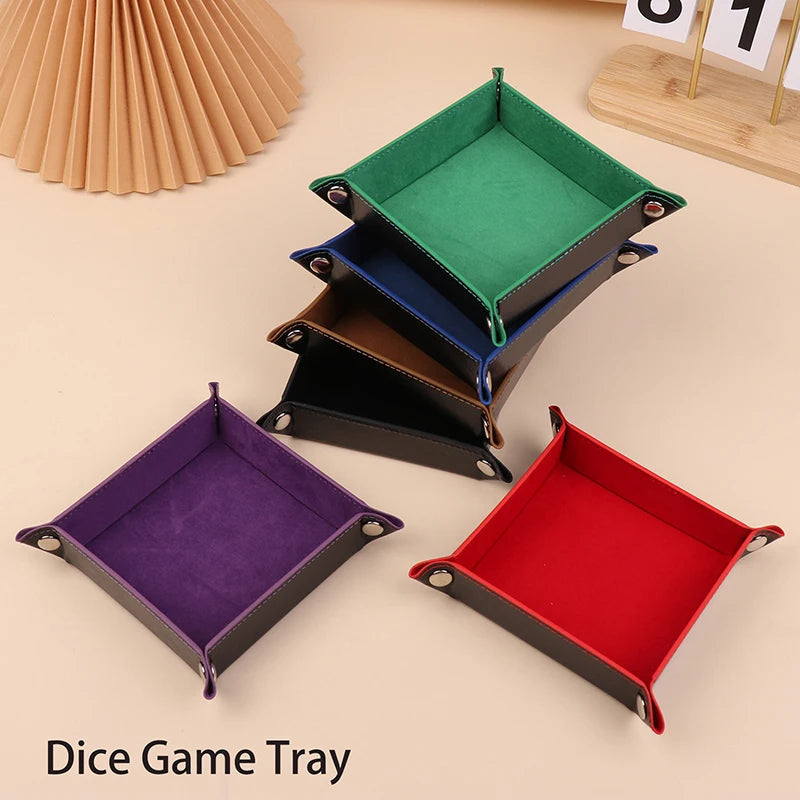Fold-Flat PU Square Dice Tray & Storage - Design 2