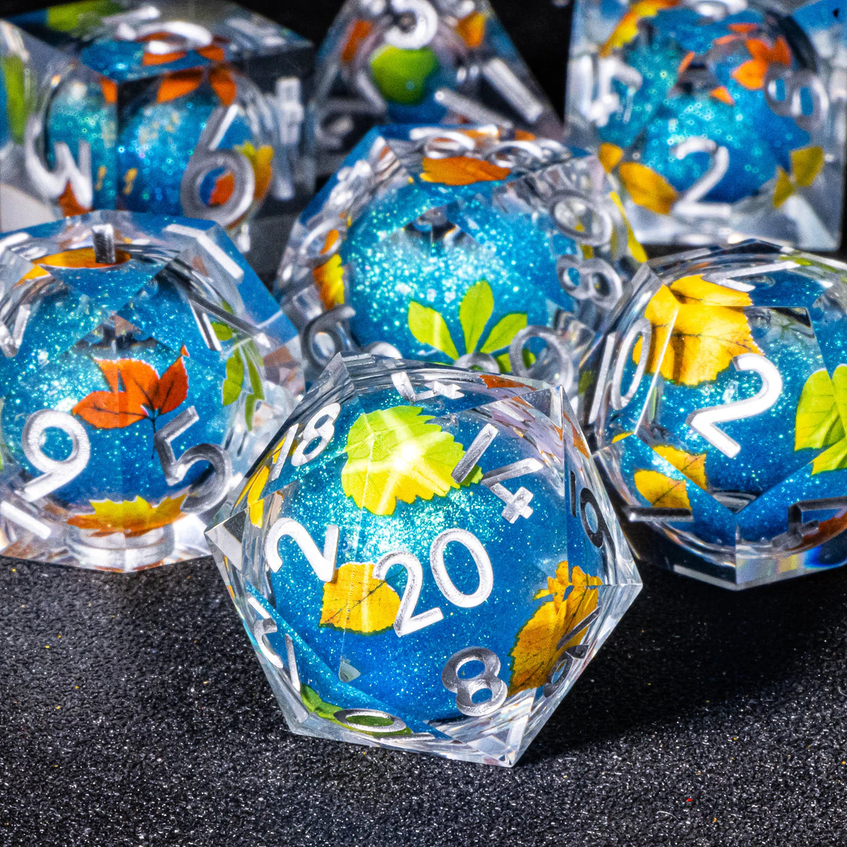 Galaxy Liquid Core Dice Set – Swirling Universe in Every Roll – 24 Colours to Choose From
