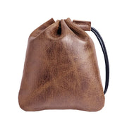 Medieval Leather Drawstring Pouch – Cowhide Dice Bag & Coin Pouch, Small Drawstring Pouch for Board Games, Jewelry, Earphones