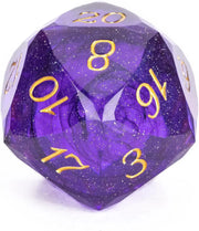 Multifaceted Purple Black 1PC 23mm D20 DND Dice Cut Sharp Edges and Glitter Inclusions 20 Sided Handcrafted Dungeons and Dragons
