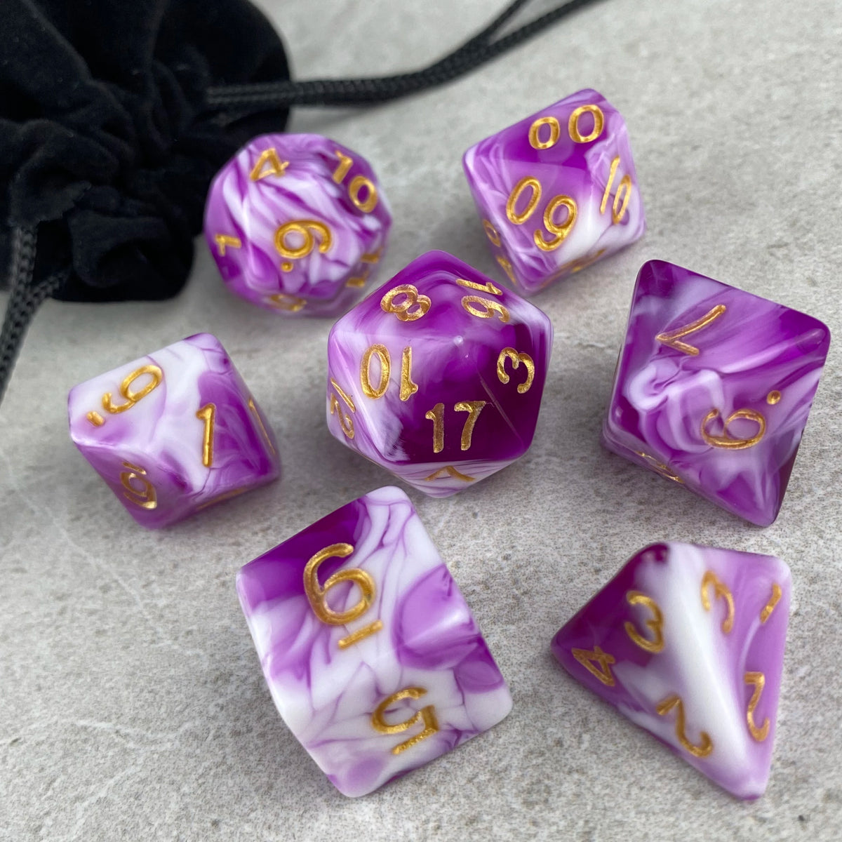 Two-Tone Dice Set with Bag – 9 Colours to Choose From