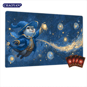Van Gogh Style Cute Wizard TCG Playmat Magic Card Mat Stitched Edge Non-Slip Durable Tabletop Playmat Board Game Mat for TCG