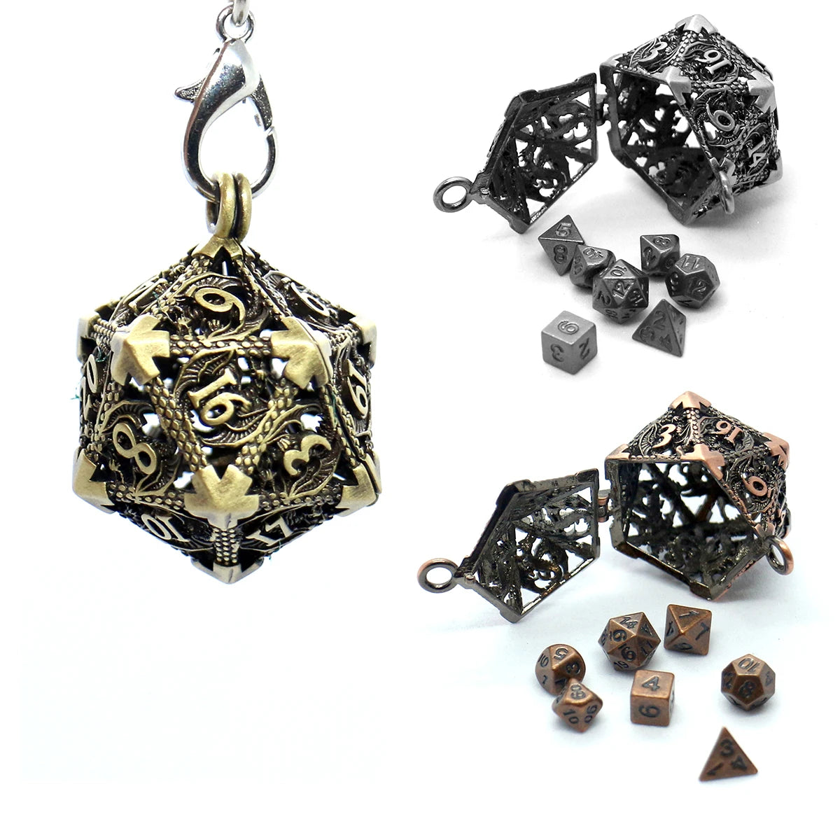 Mini Metal RPG Dice Set with D20 Case