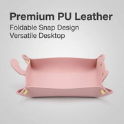 Pink cat-shaped PU tray with snap corners