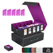 Leather Trading Card Storage Box 5 Rows Magnetic Closure Game Cards Box With Viewing Windows Card and Note Storage Supplies