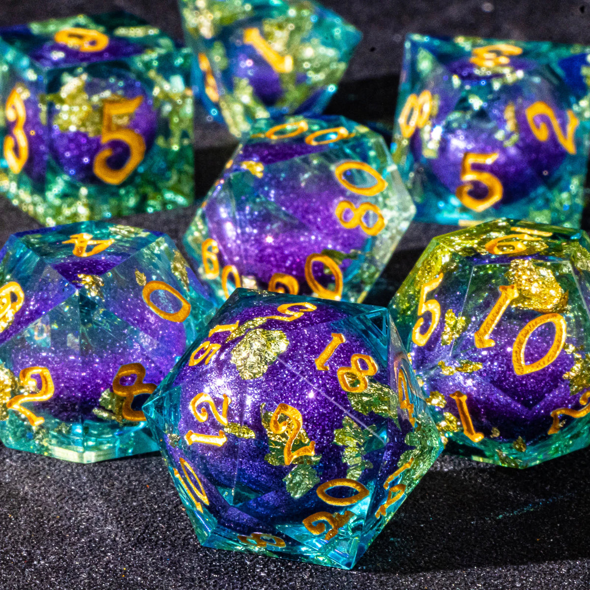 Galaxy Liquid Core Dice Set – Swirling Universe in Every Roll – 24 Colours to Choose From