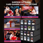 Trading Card Storage Box for 3000+ Cards With Display Windows, Premium Game Card Storage Box With Card Supporters & Divider