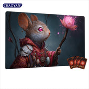 Van Gogh Style Cute Wizard TCG Playmat Magic Card Mat Stitched Edge Non-Slip Durable Tabletop Playmat Board Game Mat for TCG