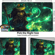 Dark Fantasy Frog Wizard TCG Playmat Magic Card Mat with Stitched Edge Non-Slip Durable Tabletop Playmat Board Game Mat for TCG