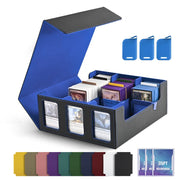 Leather Trading Card Storage Box 5 Rows Magnetic Closure Game Cards Box With Viewing Windows Card and Note Storage Supplies