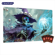 Terror Skeleton Mage TCG Playmat Magic Card Mat with Stitched Edge Non-Slip Durable Tabletop playmat Board Game Mat for TCG