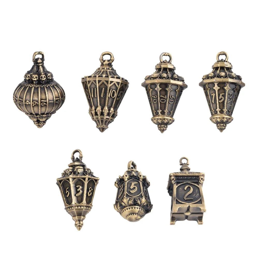 Antique Metal RPG Dice Set - Design 2