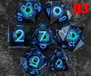 Set Of 7 Sharp Edge Resin Polyhedral DND Dice For D&D RPG Role Playing Games