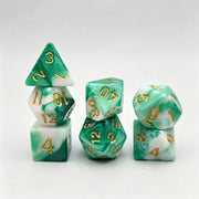 7Pcs Marble Swirl Polyhedral Dice Set with Gold Numbering for DND RPG Tabletop Board Games