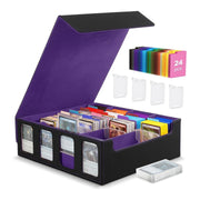 Trading Card Storage Box for 3000+ Cards With Display Windows, Premium Game Card Storage Box With Card Supporters & Divider