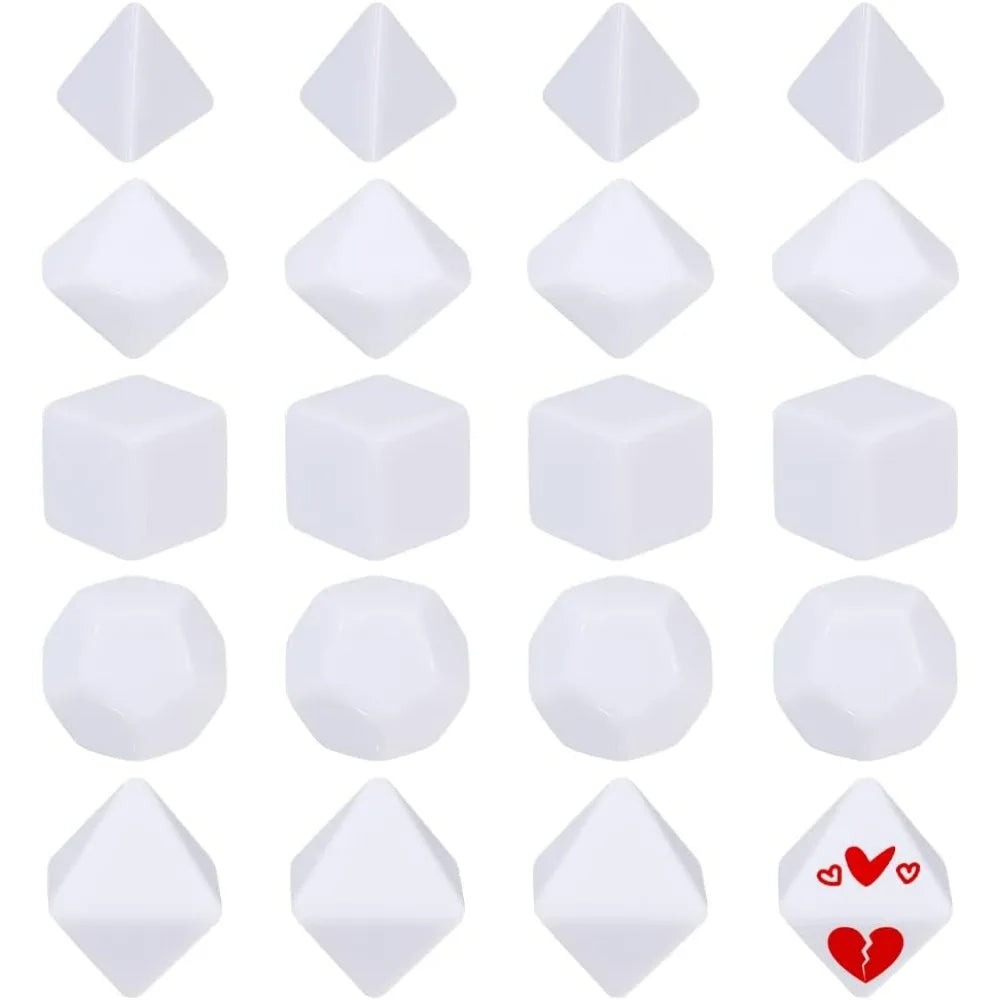 White Acrylic D6 Dice Set - 20 Piece