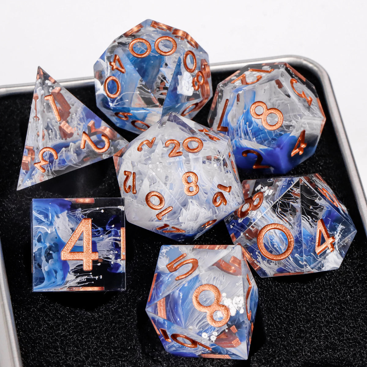 Handmade Sharp-Edge Resin Dice Set – 26 Colours to Choose From