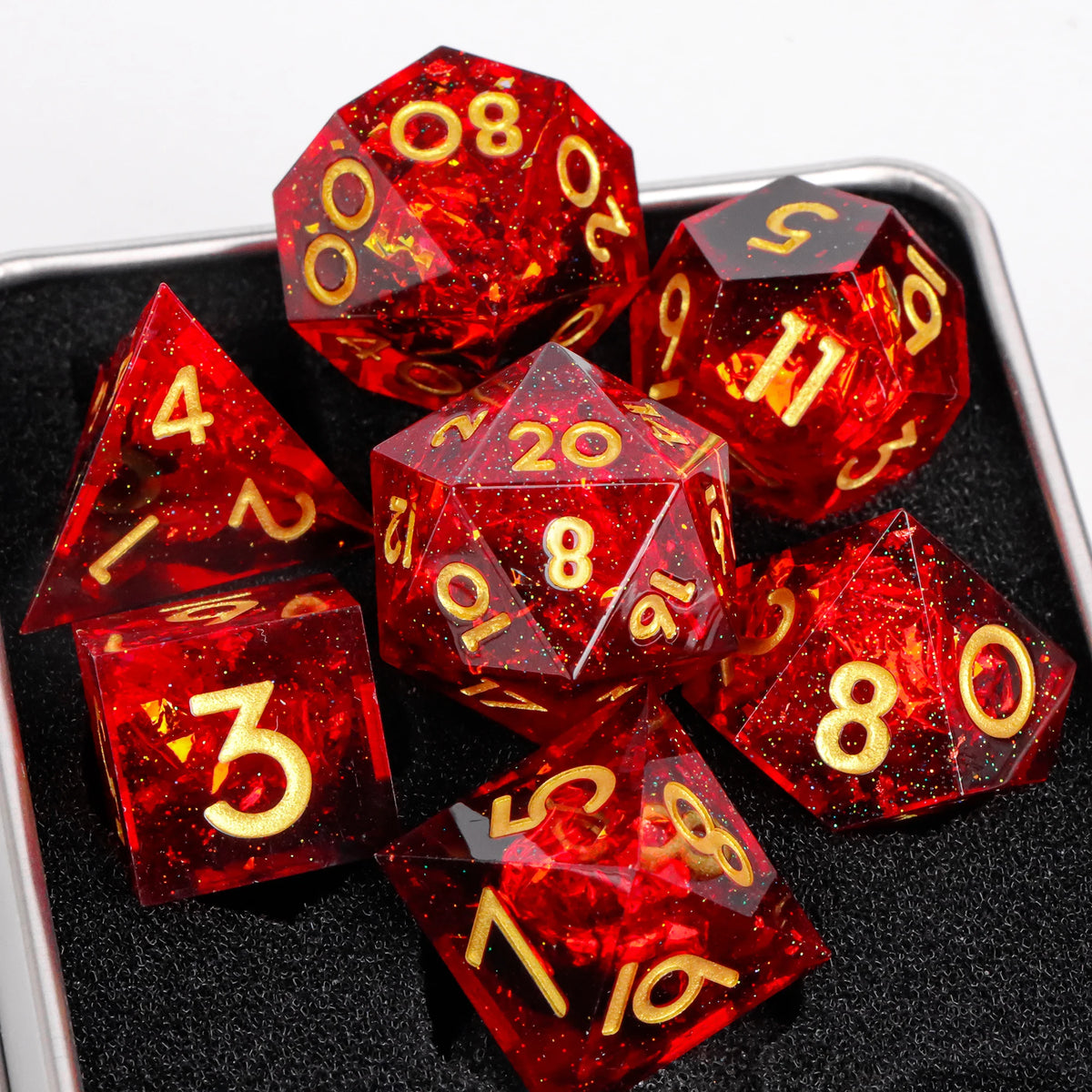 Handmade Sharp-Edge Resin Dice Set – 26 Colours to Choose From