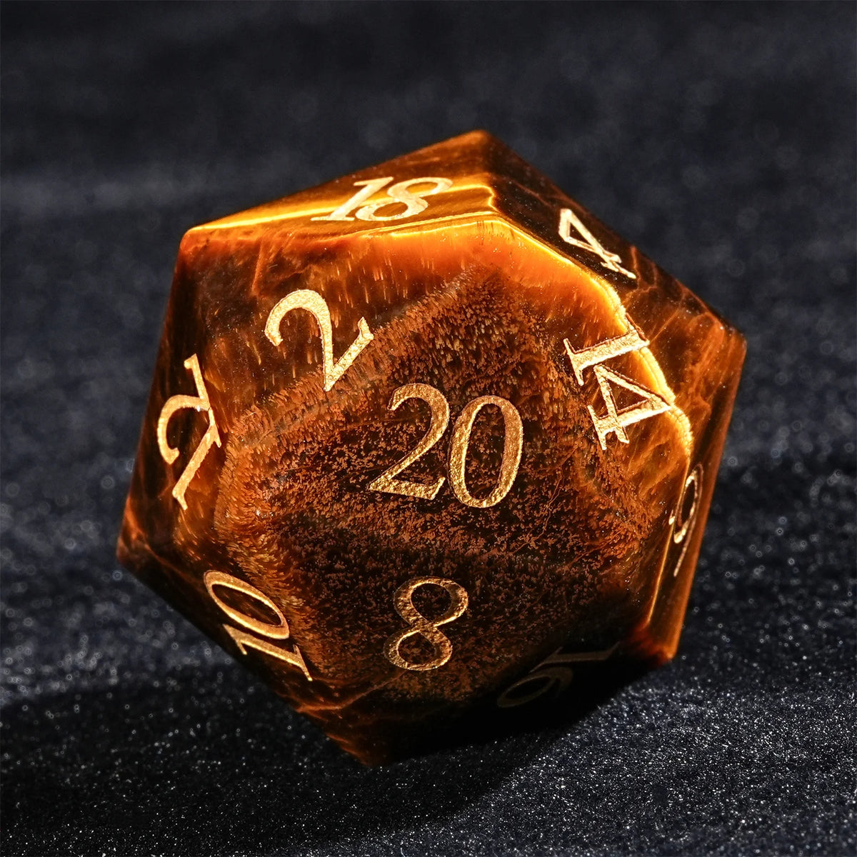 Tigers Eye Gemstone Dice Set – 7 Piece | Natural Stone RPG Dice – Table-Ready Dice for Every Roll