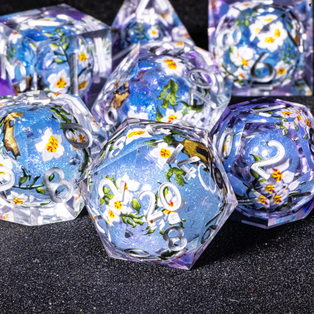 Galaxy Liquid Core Dice Set – Swirling Universe in Every Roll – 24 Colours to Choose From