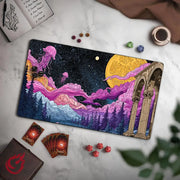 Full moon and jellyfish MTG Playmat Magic Card Mat with Stitched Edge Non-Slip Durable Tabletop playmat Board Game Mat for TCG