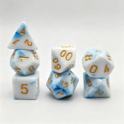 7Pcs Marble Swirl Polyhedral Dice Set with Gold Numbering for DND RPG Tabletop Board Games