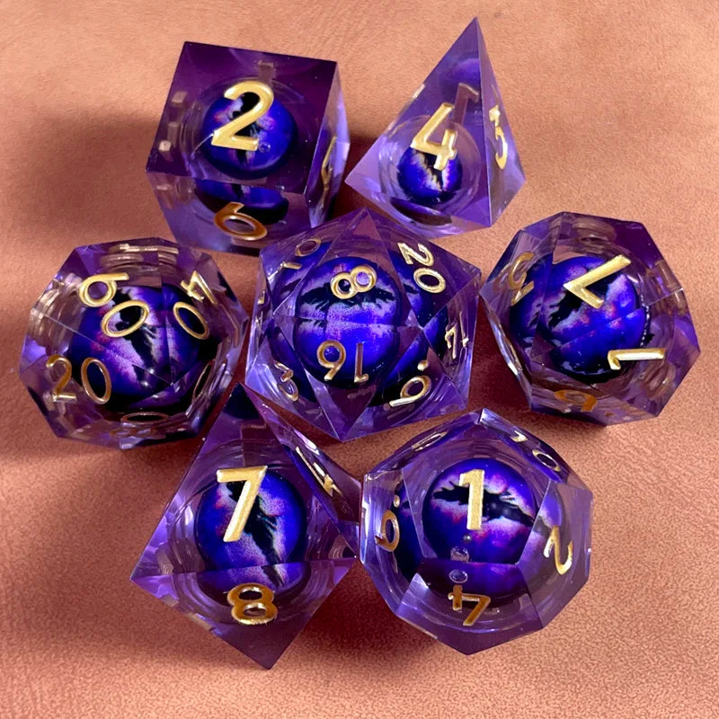 Crystal RPG Dice Set - 7 Piece - Design 2