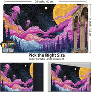Full moon and jellyfish MTG Playmat Magic Card Mat with Stitched Edge Non-Slip Durable Tabletop playmat Board Game Mat for TCG