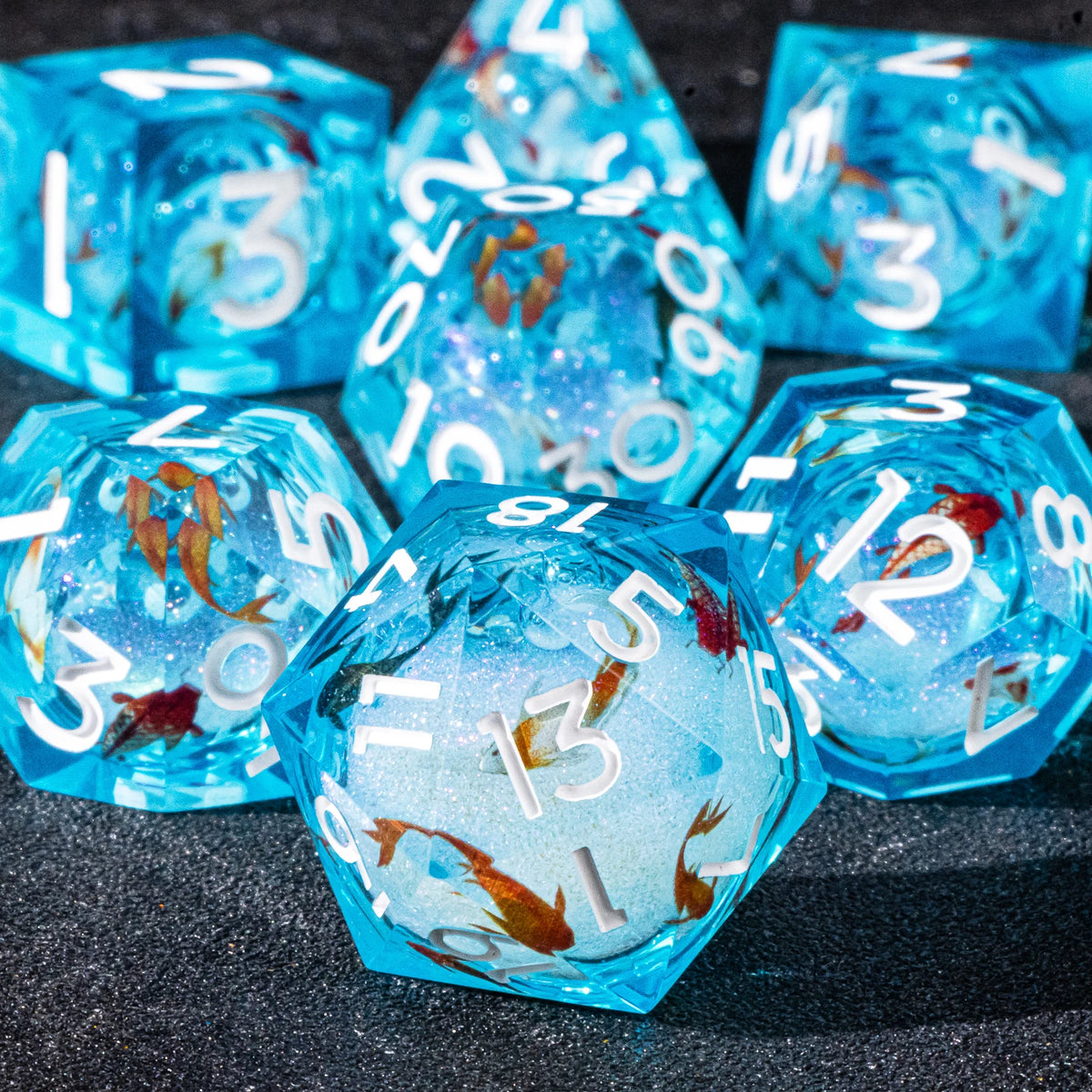 Galaxy Liquid Core Dice Set – Swirling Universe in Every Roll – 24 Colours to Choose From