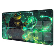 Dark Fantasy Frog Wizard TCG Playmat Magic Card Mat with Stitched Edge Non-Slip Durable Tabletop Playmat Board Game Mat for TCG