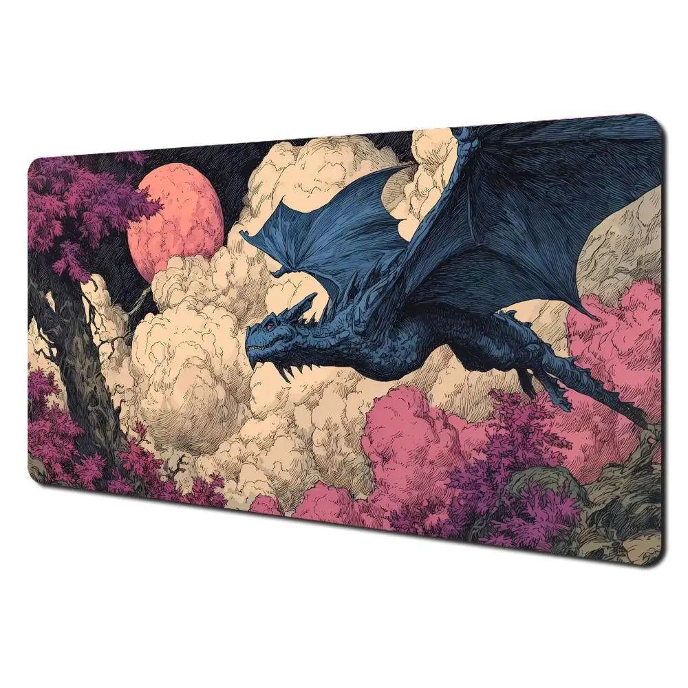 Retro Fantasy Dragon MTG Playmat Magic Card Battle Mat Non-Slip Durable 35X60CM Commander playmat Board Game Mat for TCG