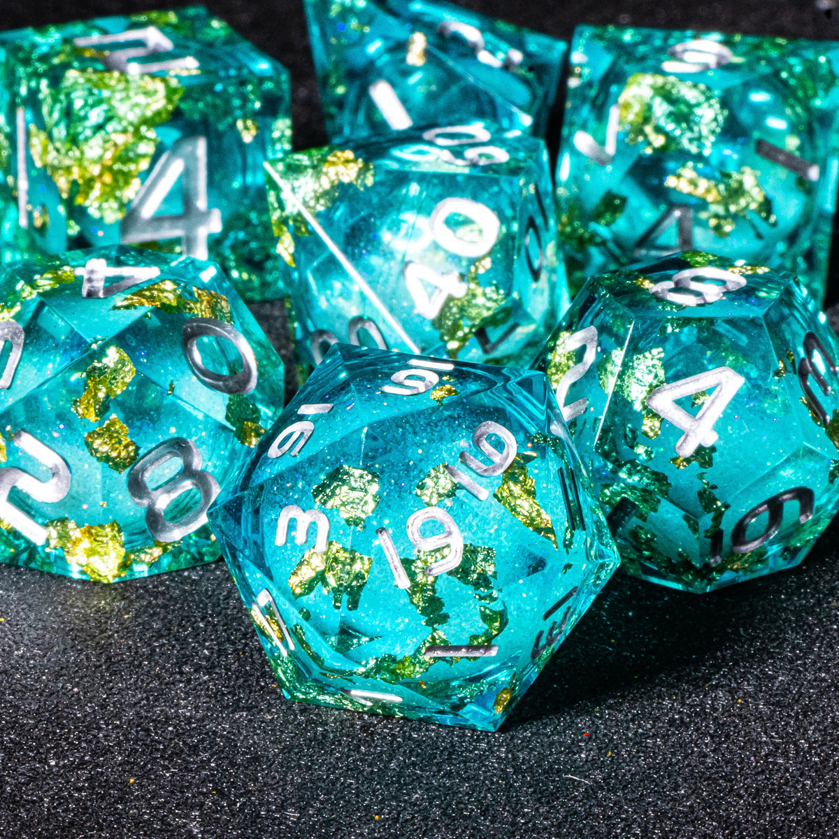 Galaxy Liquid Core Dice Set – Swirling Universe in Every Roll – 24 Colours to Choose From
