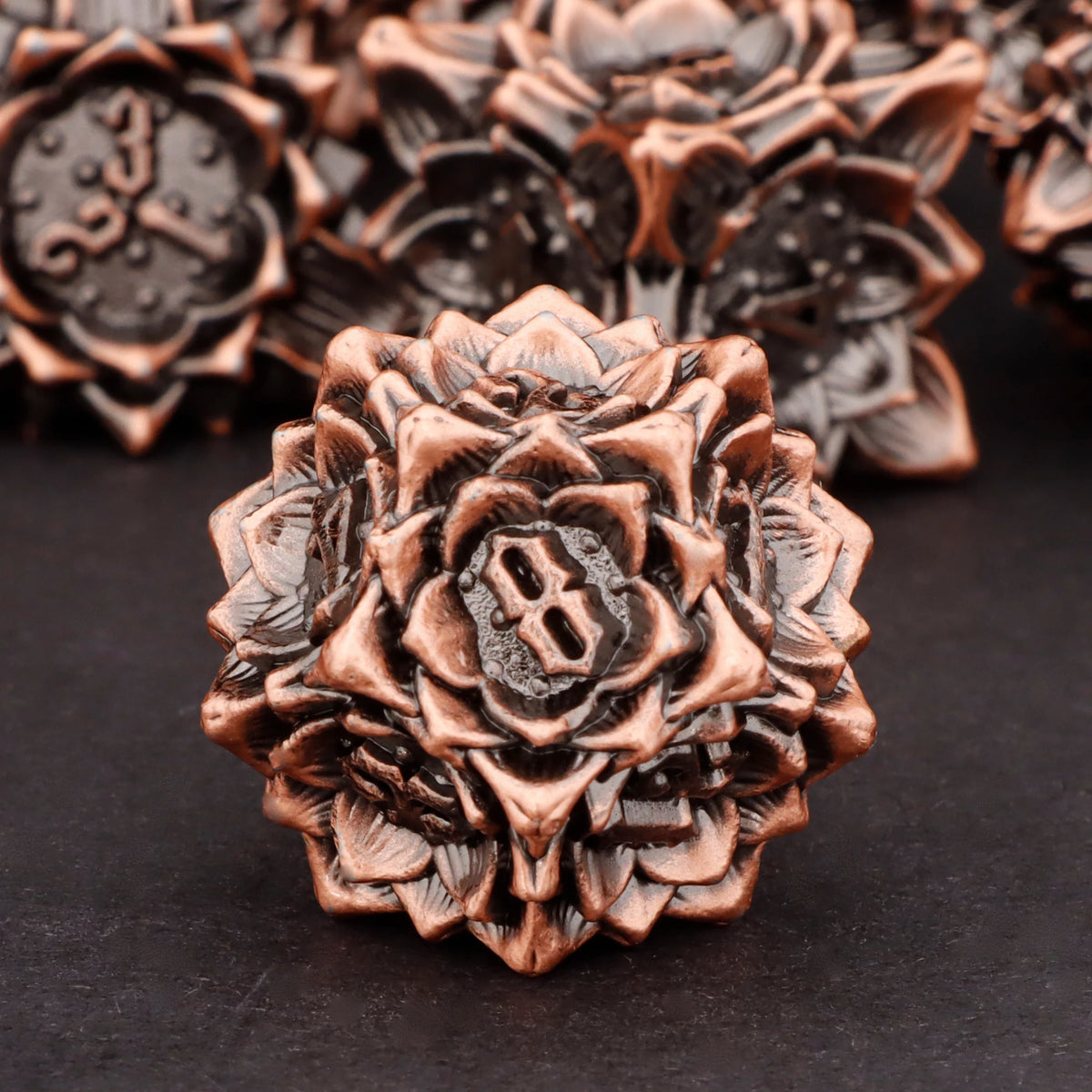 Antique Dragon Metal RPG Dice Set - Design 7