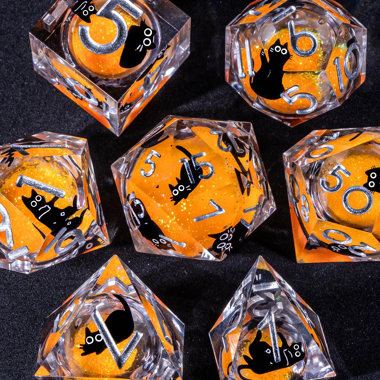 Dice DND Set, Resin Sharp Edge Polyhedral Liquid Dice