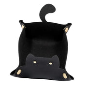 New Cute Cat Dice Tray with Metal Clasp Large Capacity Foldable for Easy Portable Desktop Storage with Artificial Leather Tray