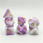 7Pcs Marble Swirl Polyhedral Dice Set with Gold Numbering for DND RPG Tabletop Board Games