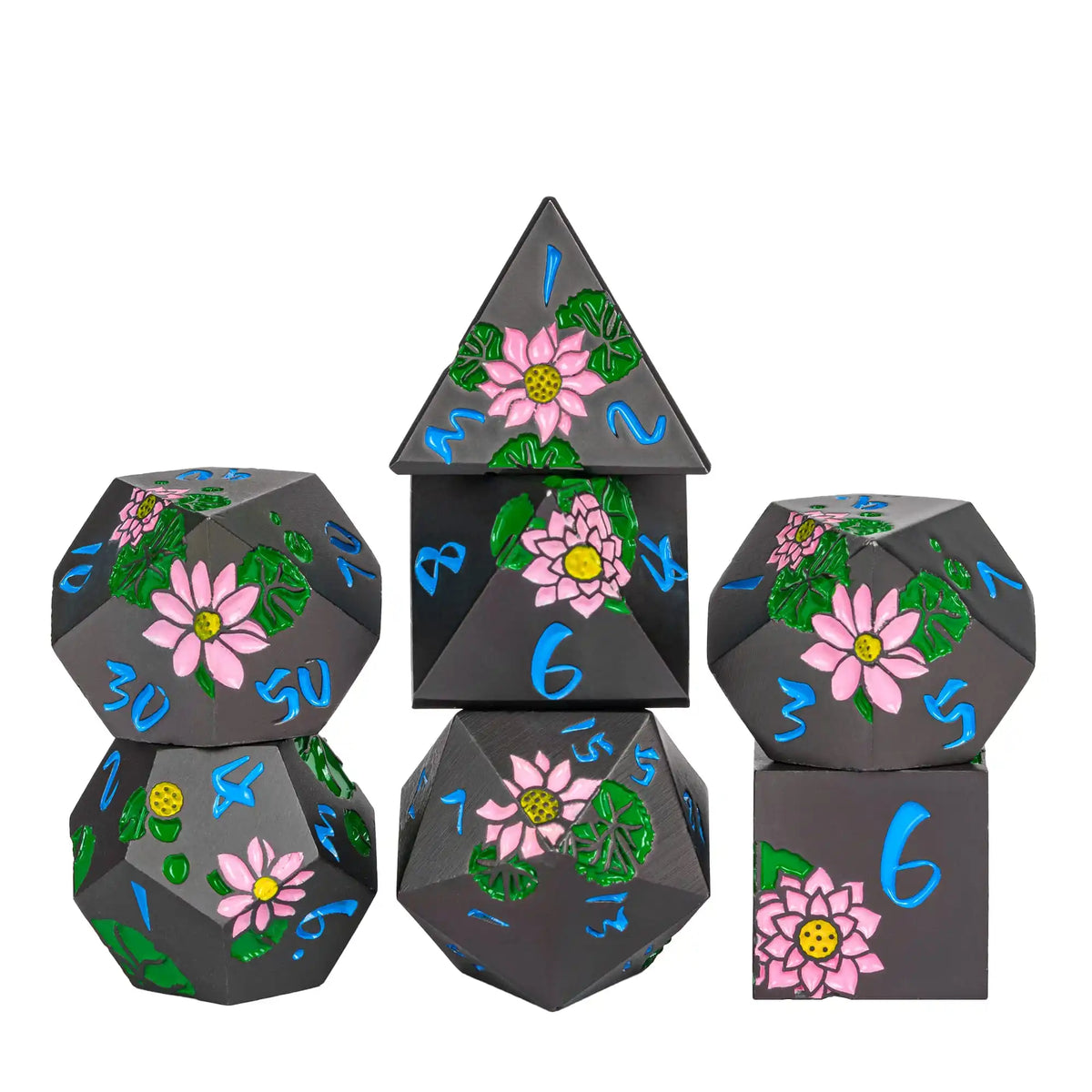 Antique Metal RPG Dice Set - 7 Piece - Design 5