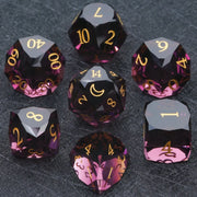 1-7pcs Purple Crystal Gemstone Dice Set Golden Word DND Dice Multi-sided Polyhedral Dice for D&D Game COC Role Playing RPG Table