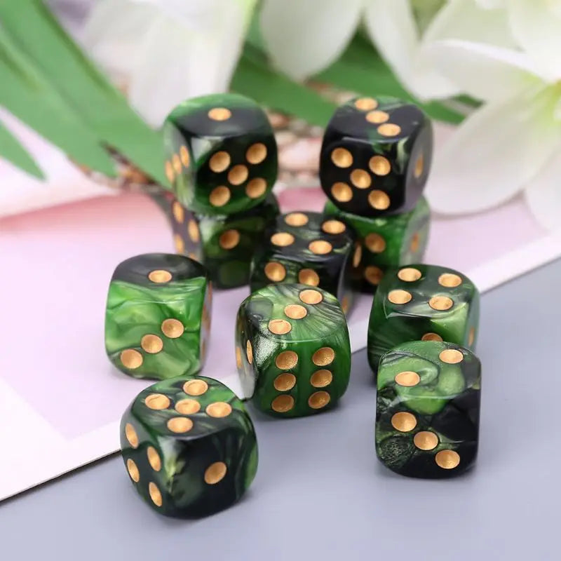 Black Resin D6 Dice Set - 10 Piece - Design 2